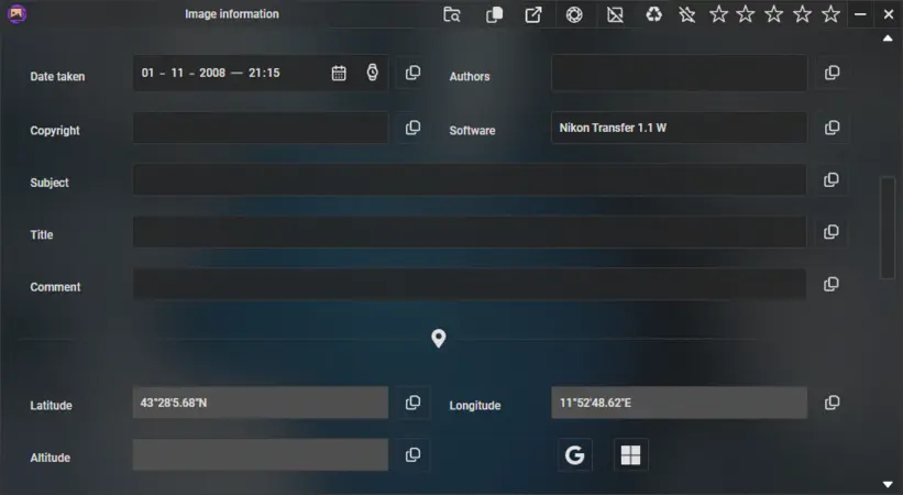 PicView Image Info Window
