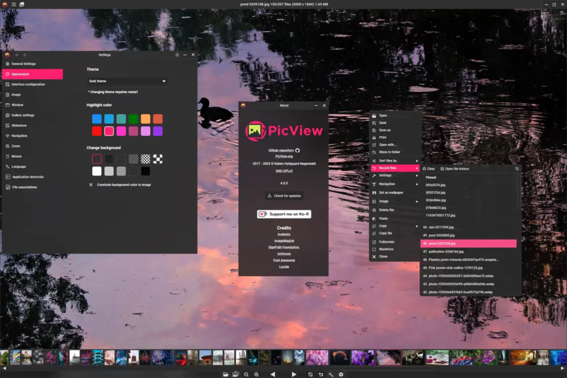 PicView scroll picture dark theme